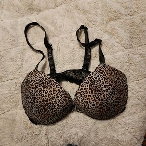 bebe Leopard Print Bra with Black Lace